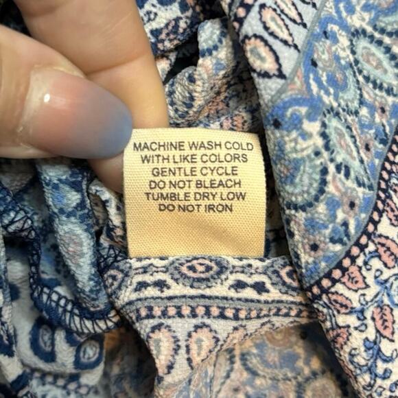 Ultra Flirt Strapless Romper Blue Boho Paisley Print Ruffle Tube Top M NWT - Picture 6 of 7